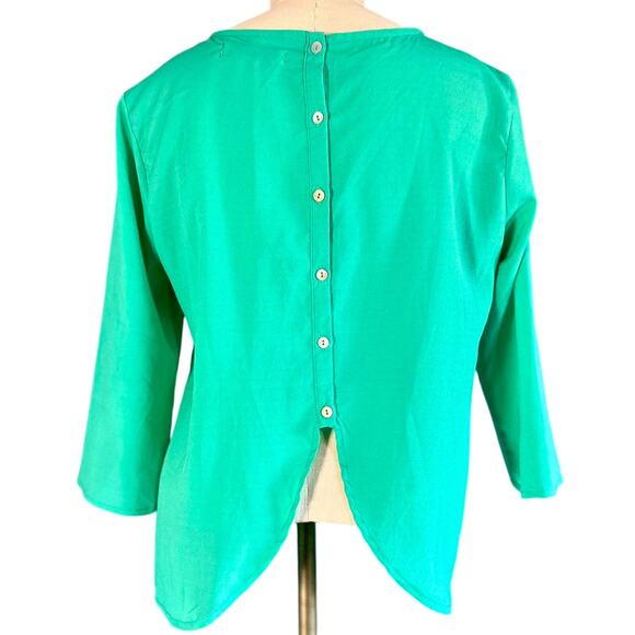 Womens Top Size Medium Teal Professional Flowy Back Button Office Siren Everyday - Picture 2 of 8